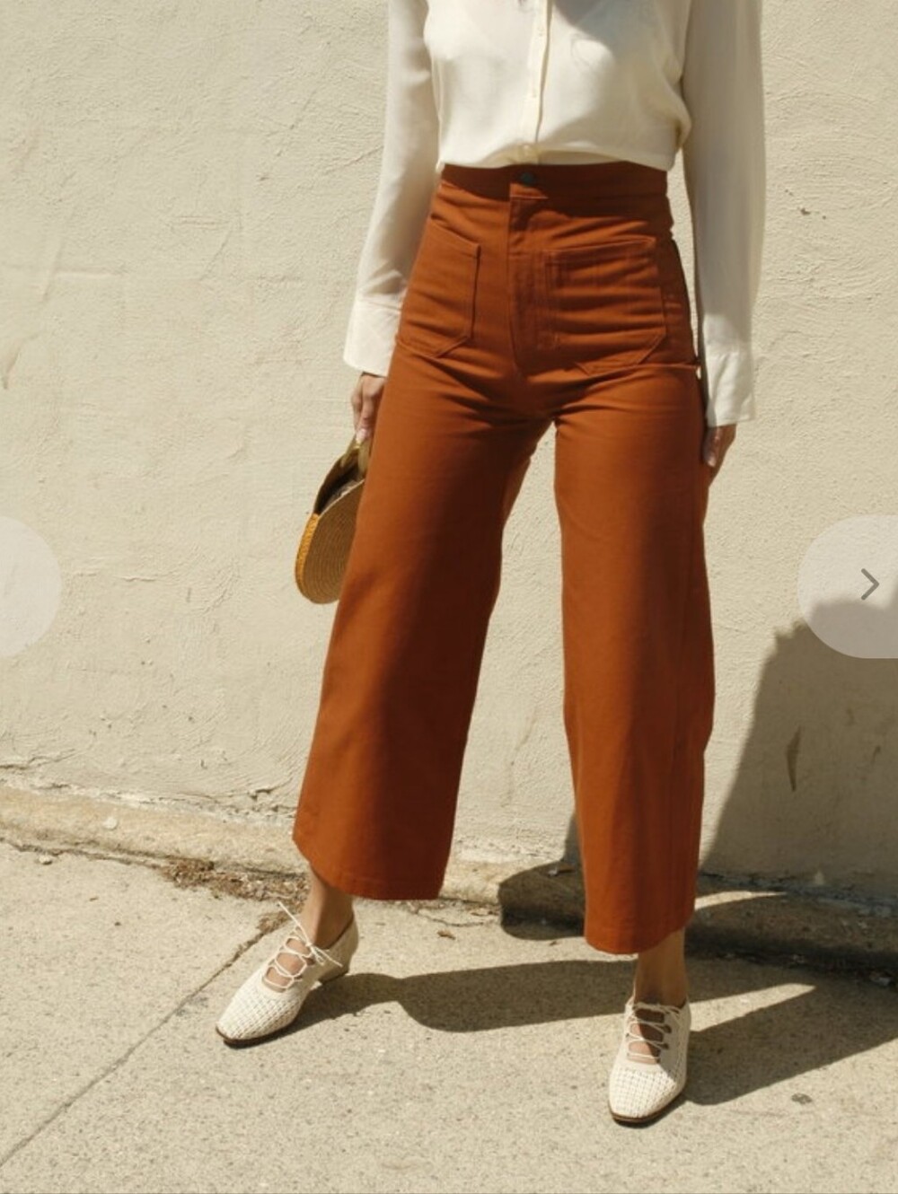 Lykke Wullf Sandi Cropped Wide Leg Pants XS 100% Cotton NWOT